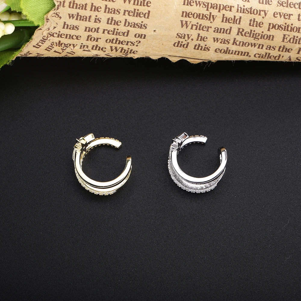 SHADOWHUNTERS الأصلي 925 فضة أقراط مشرقة ستار الأذن الكفة طبقتين كليب على الأذن لفتاة العصرية النساء المجوهرات #5