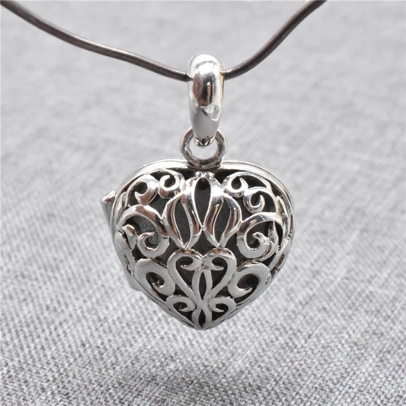 

925 Sterling Silver Heart Locket Pendant Wish Memory Gau Prayer Box for Necklace