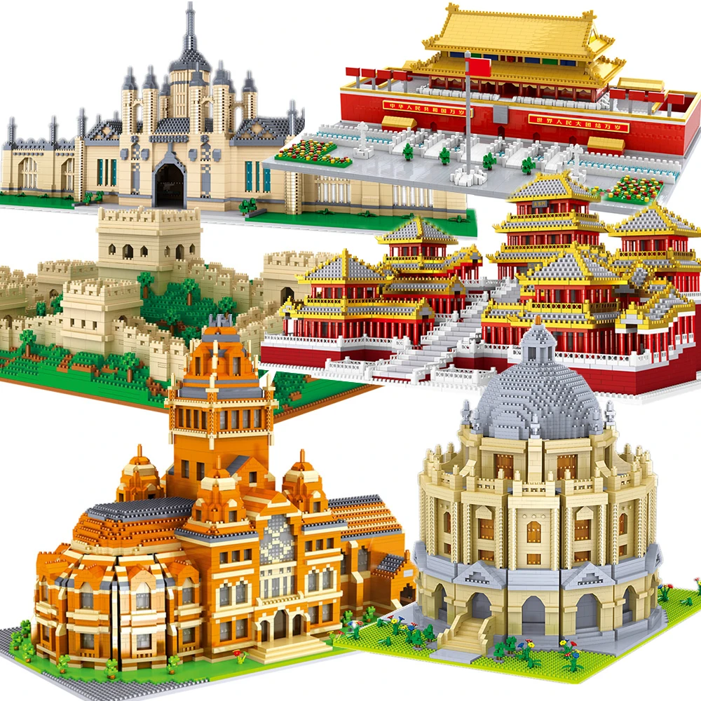 Модель конструктора с алмазной архитектурой, тадж-махал, Биг-Бен, Лондон, Париж, Гарвардский университет, микро строительные игрушки, стена гейта