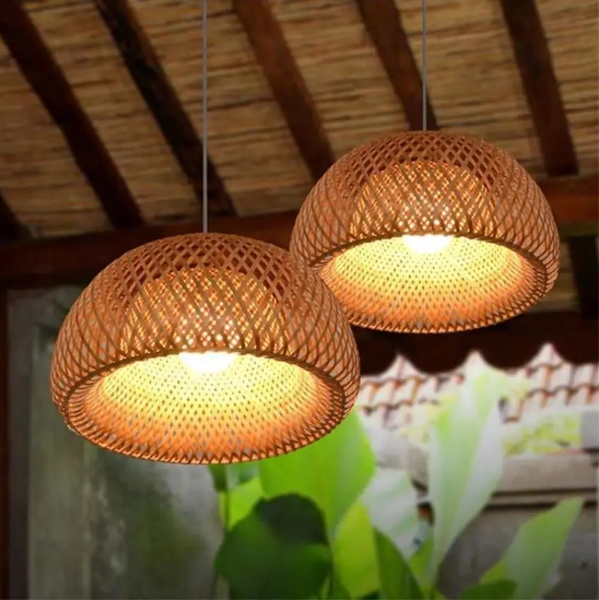 

New Chinese Bamboo weaving bamboo nest antique Pendant light E27 lamps lanterns living room hotel restaurant aisle Lamp