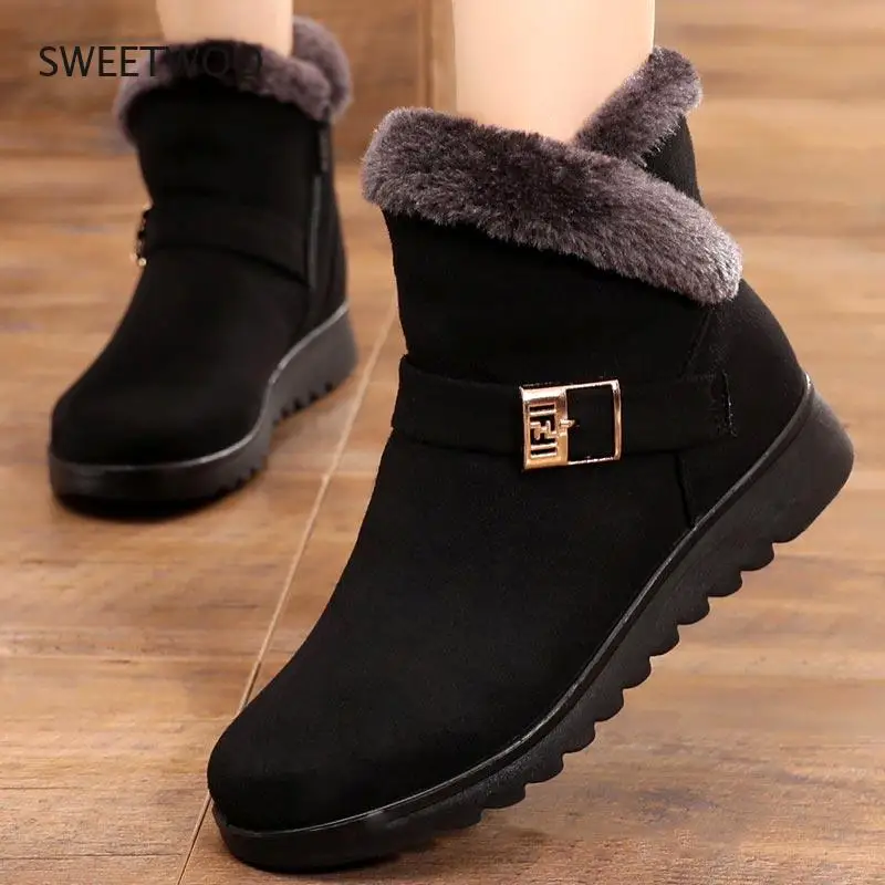 

Winter Boots Women 2021 Thick Plush Warm Snow Boots Women Zipper Comfortable Outdoor Ankle Boots Casual Cotton Shoes