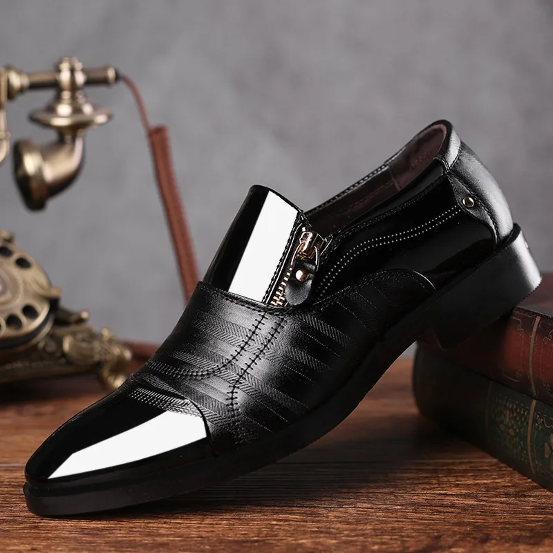 Mazefeng Classic Business Men\'s Dress Shoes Fashion Elegant Formal  Wedding Shoes Men Slip On Office Oxford Shoes For Men Black