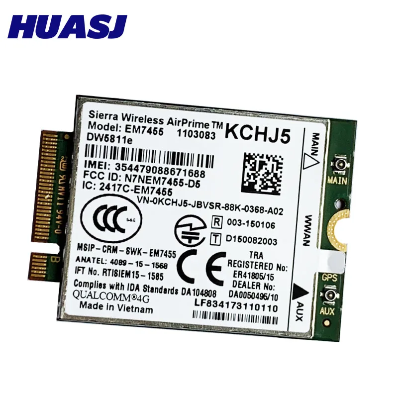 Huasj EM7455 DW5811E FDD/TDD LTE CAT6 4G Module 4G Card Gobi6000 WLAN Card for E7270 E7470 E7370 E5570 E5470