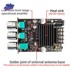 ZK-502MT 2*50W Bluetooth-Compatible 5.0 Subwoofer Amplifier Board 2.0 Channel High Power Audio Stereo Module AUX Bass Treble AMP