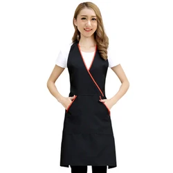 Restaurant Supermarket Waiter Men Women Apron Korean Black With Pocket Chef Kitchen Home Cleaning Aprons Adjustable Accessories