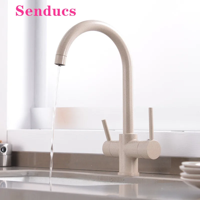 

Drinking Water Tap Senducs Dual Handle Kitchen Sink Faucets Dual Handle Oatmate Filter Kitchen Tap Quality Brass Kitchen Faucets