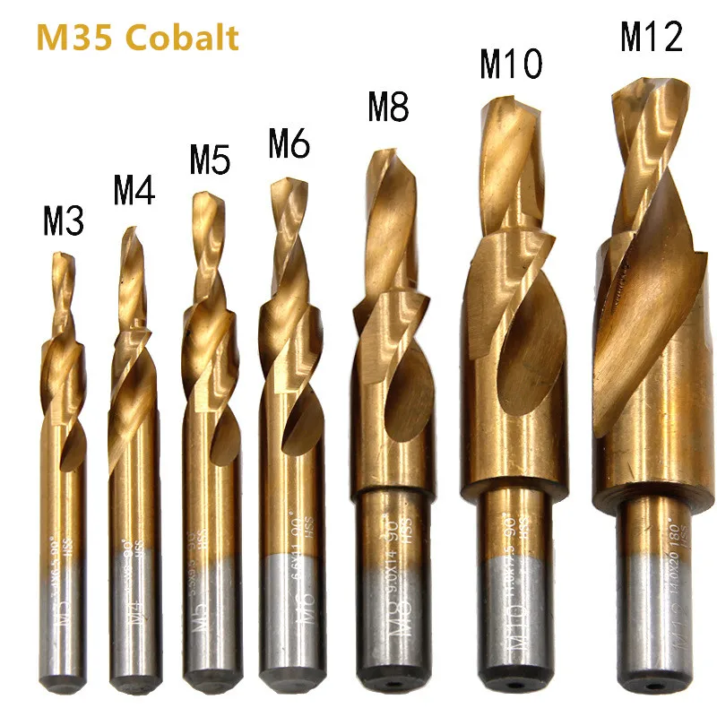 90/180 Degree M35 Cobalt/HSS Counterbore Twist Step Drill Bit For Metal Steel Drilling Hole And Chamfering M3M4M5M6M8M10M12