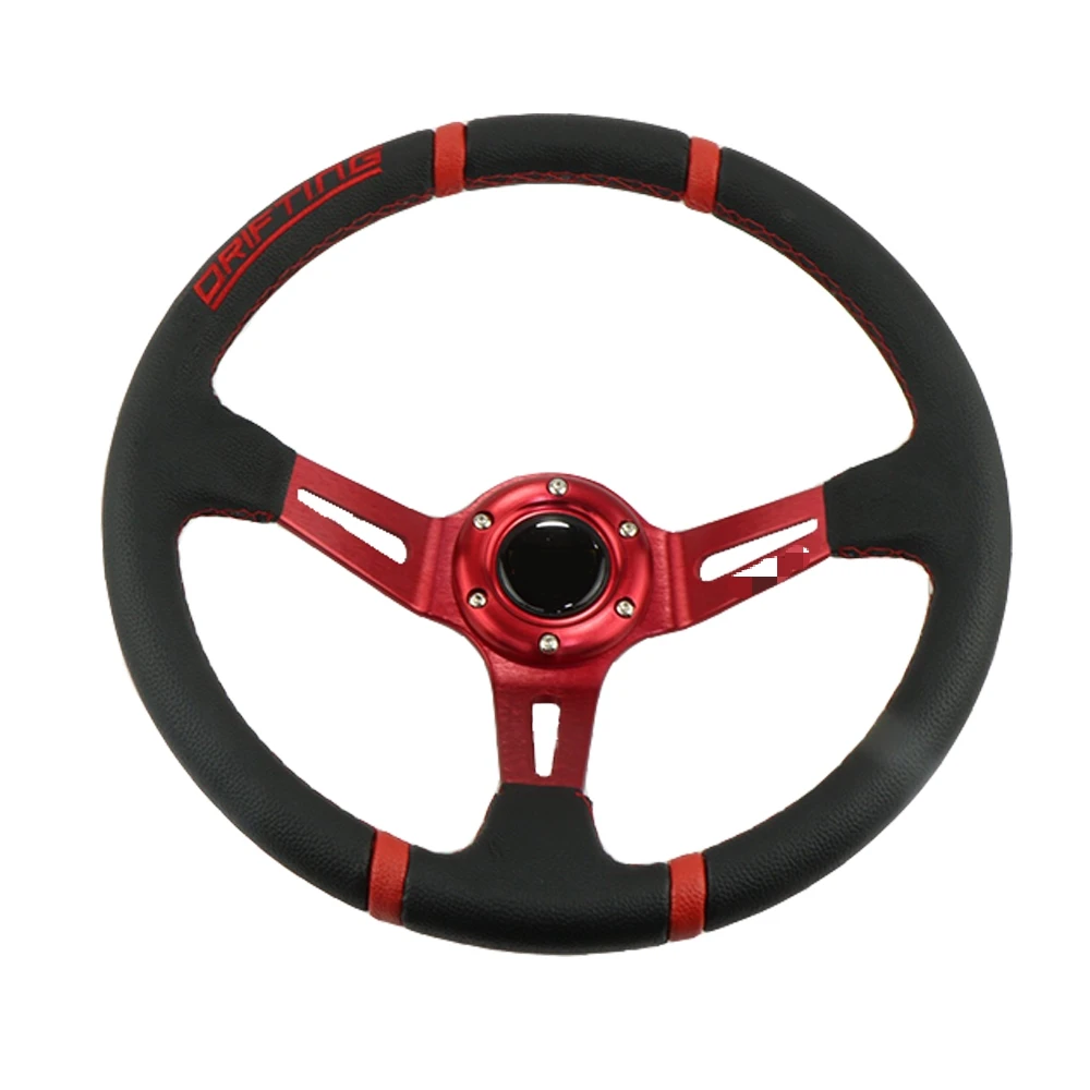 

PVC Drfting Racing Steering Wheel 350mm 14inch Red Gold Blue Black Spoke Modified Sport Car Steering Wheel Car Accessories