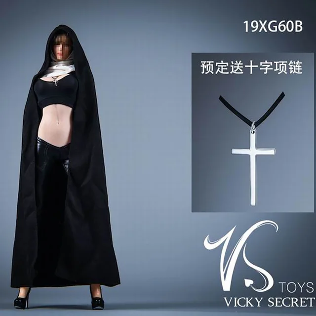 VSTOYS 19XG60 1/6 PU Leer Kerk Meisje Nun Kleding Model Met Nun Mantel Ketting Accessoire Fit 12 "Vrouwelijke Soldaat Figuur poppen