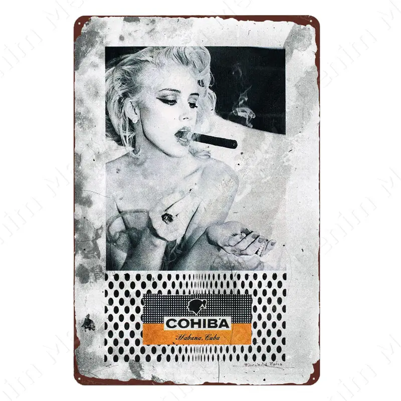 Sexy Lady Cigar Vintage Metal Poster, Tin Sign, Wall Decor for Bar, Cafe, Club Room, Smoke Shop, Home, Man Cave Art Painting image 3