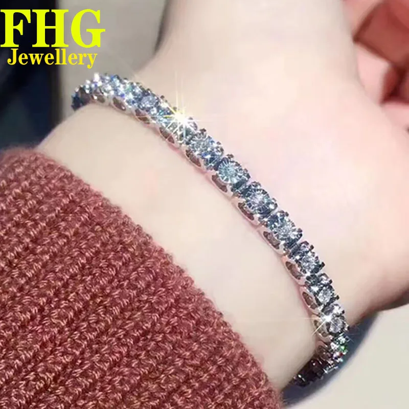 

18K Au750 White Gold Bracelet all 1 Carat Full Nature Diamond Bracelet Wedding Party Engagement Anniversary