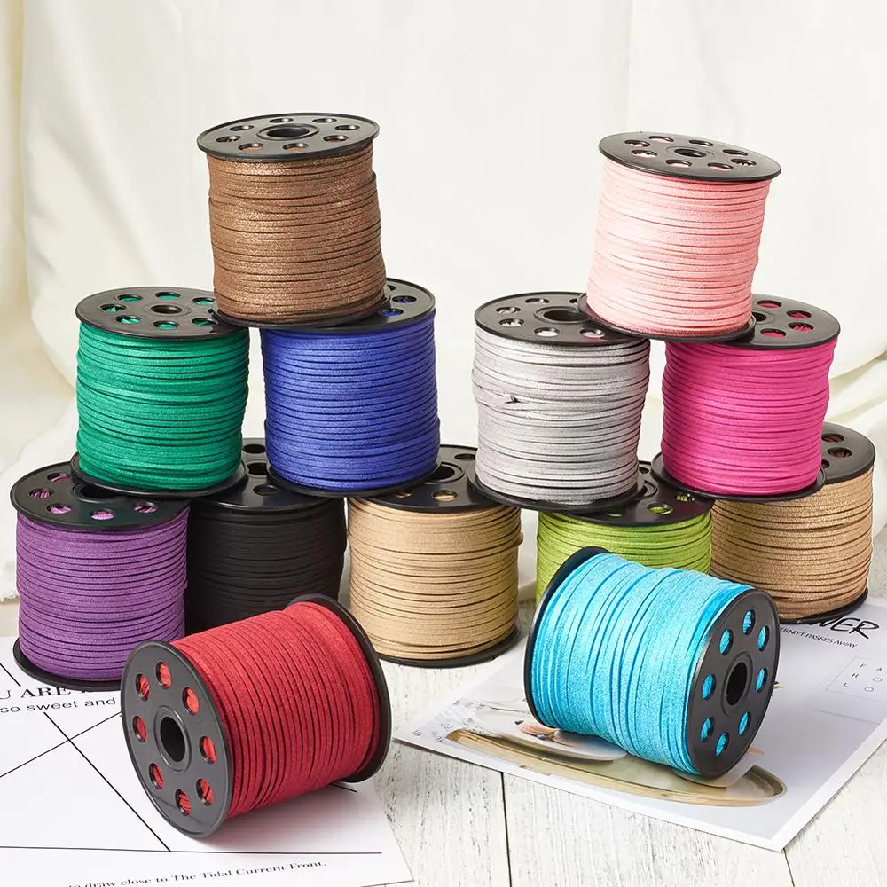 100yards/roll 3mm Glitter Powder Faux Suede Cord Macrame Braided Lace Leather Thread String Rope Beading Bracelet Jewelry Making