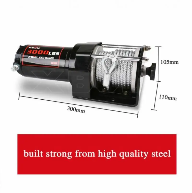 12V 3000Lb/1360Kg Không Dây Tời Điện Thép Cường Độ Cao Cáp Atv Tời Điện
