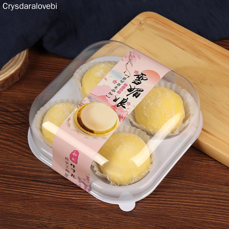 

Square Plastic Moon Cake Trays Packaging Box Egg-Yolk Puff Container With Cover Food Container Holder Cake Packaging Box