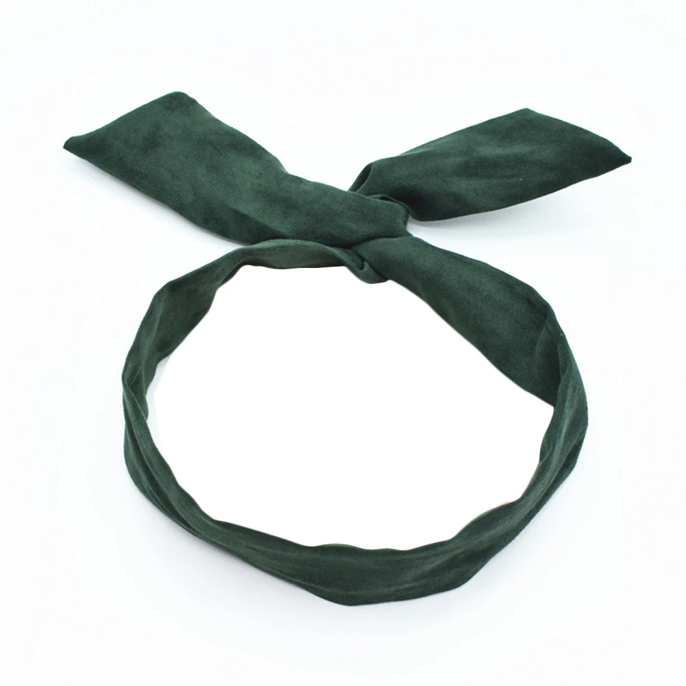 Retro Suede Solid Color Rabbit Ears Headband For Women Cross Bow Hairband Fashion Hair Accessories Metal Wire Red Pink Hair Ties