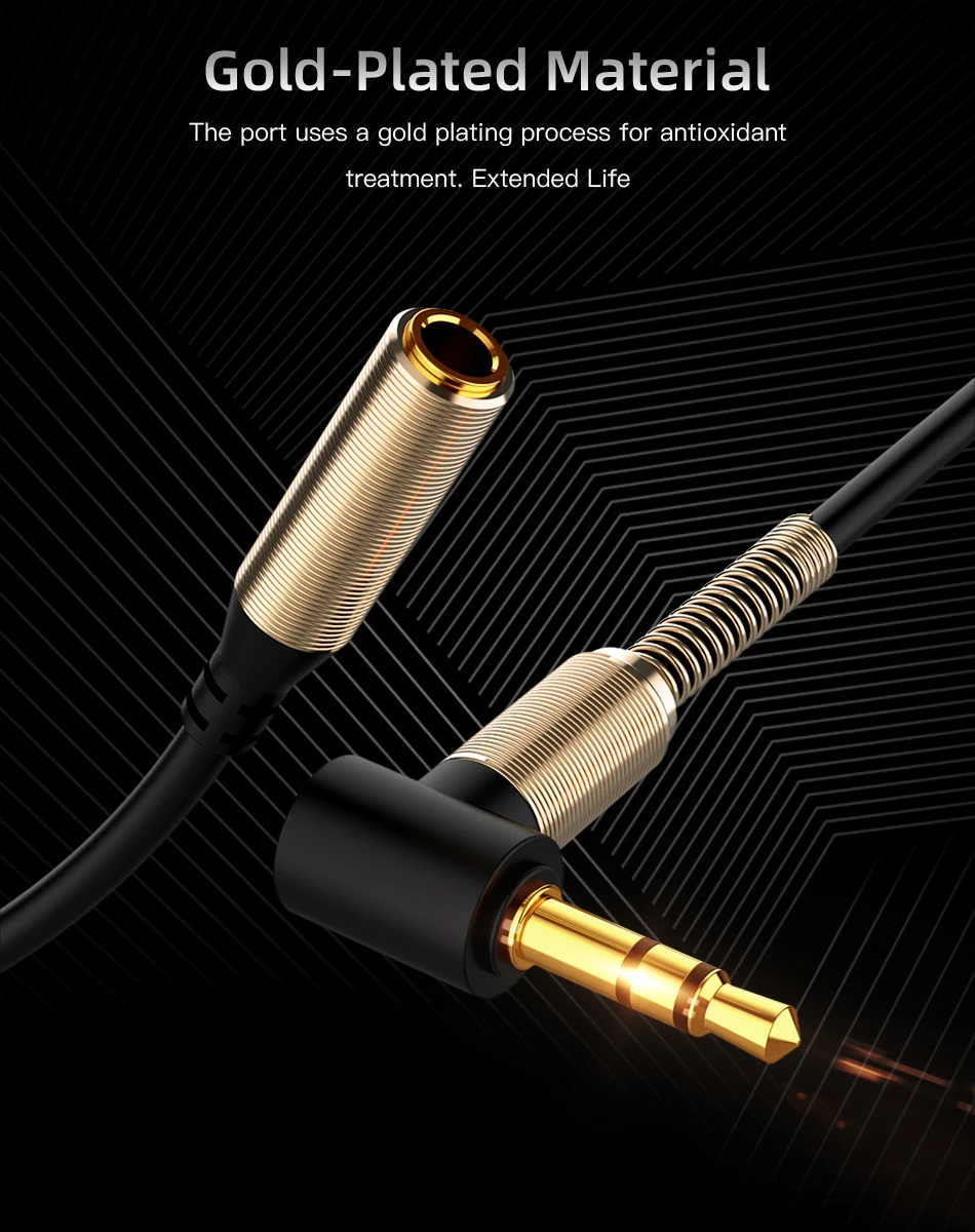 3.5mm Jack Male to Male HIFI Universal Stereo Audio Cable with 90 Degree Angle Car Aux Audio Cable