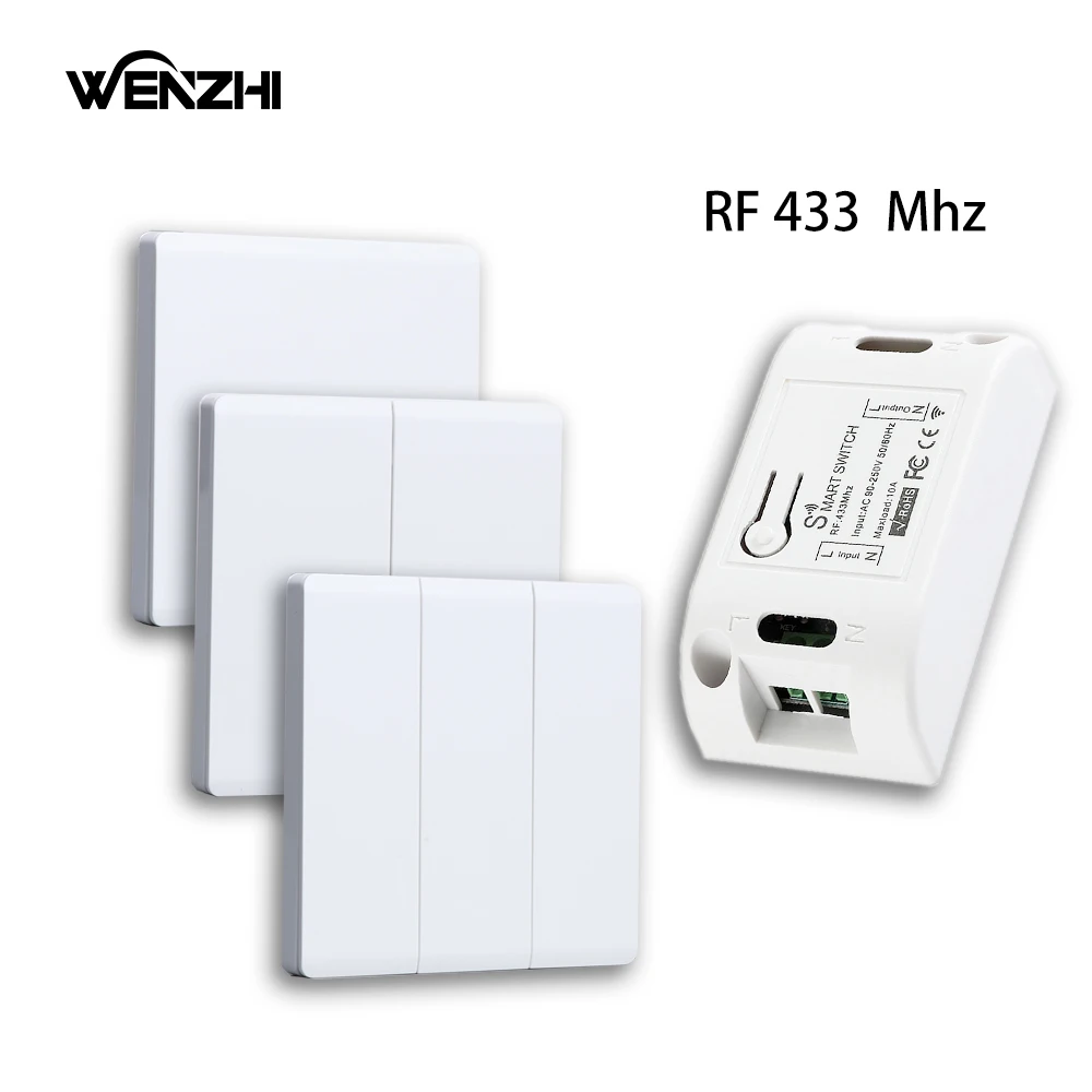 Interruptor inteligente de luz, de 433 Mhz módulo receptor, tipo 86, relé inalámbrico RF portátil, Control remoto de potencia, botones de Panel de