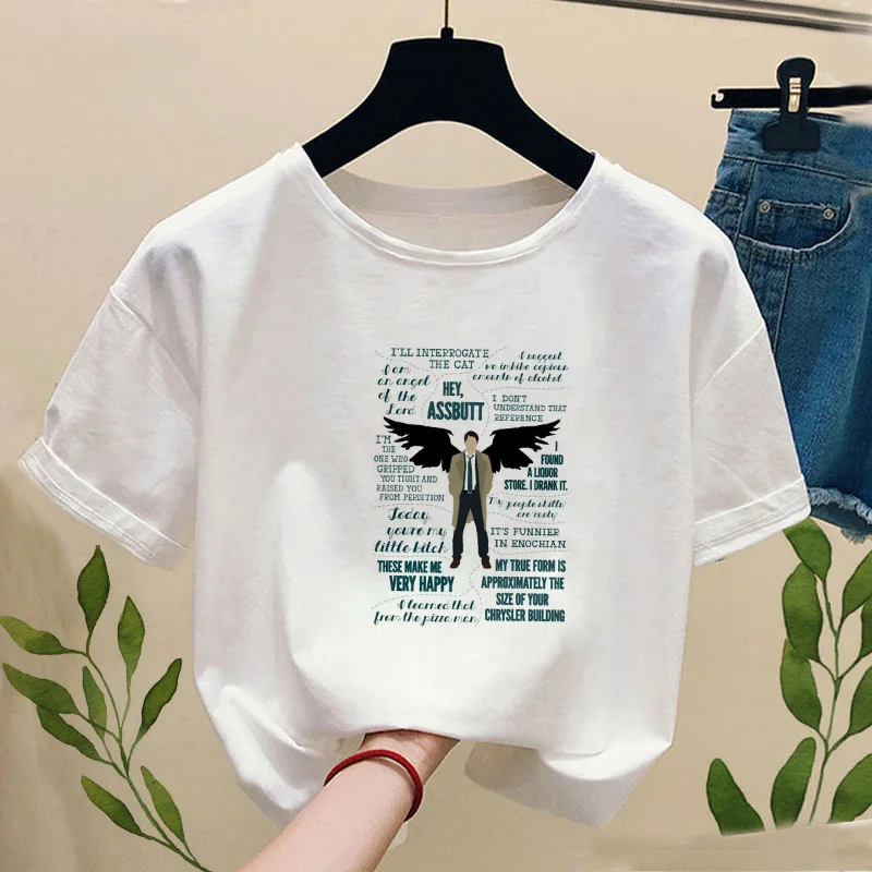 Supernatural Winchester Bros Print T Shirts Women Harajuku Ullzang Fashion T-shirt 90s Graphic Funny Print Tshirt Summer Top Tee