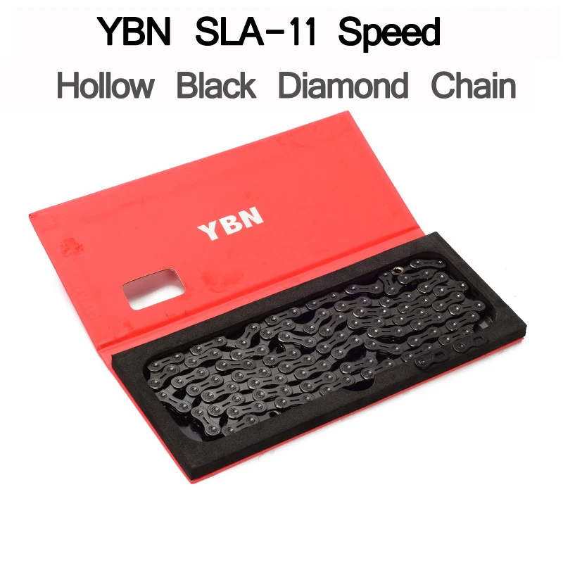 

YBN 11 Speed Bicycle Shift Chain 11s 22s 33s MTB Road Bike SLR Hollow Black Diamond Chain for Shimano SRAM Campanolo K7 System