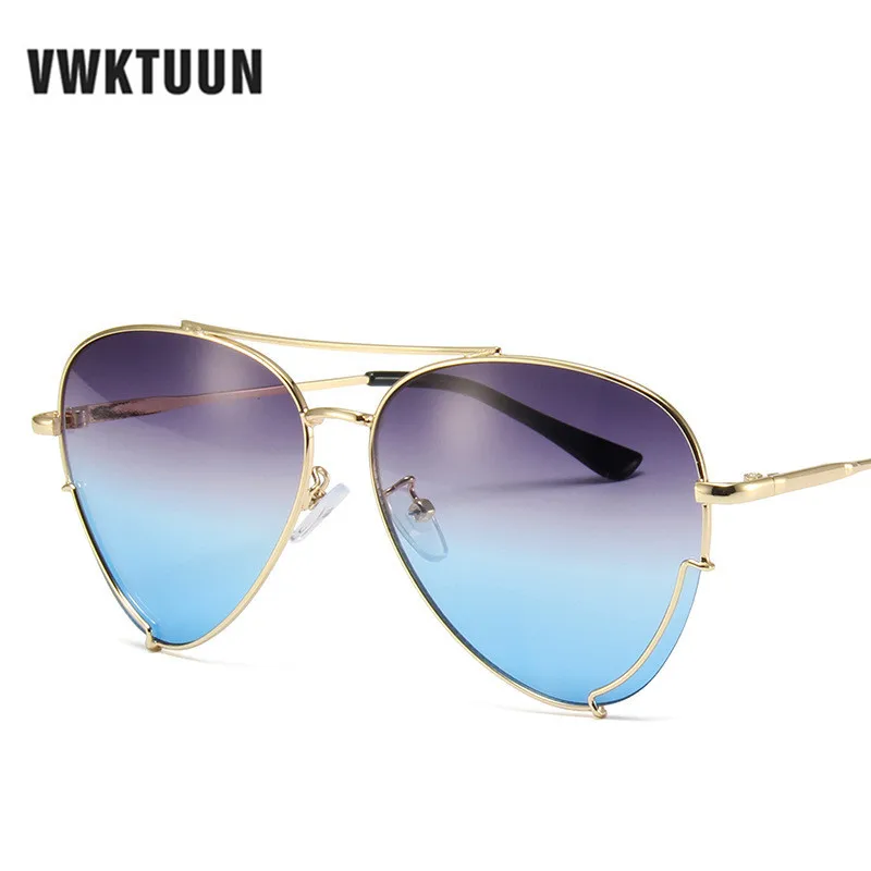 VWKTUUN Vintage Fashion Sunglasses Men Pilot Metal Frame Twin Beam Sun glasses For Men's Driving Driver Colorful Shades