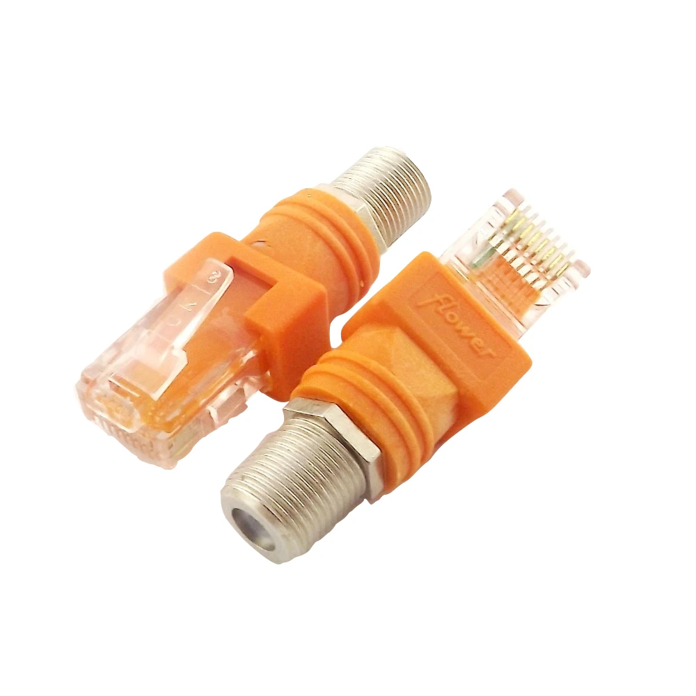 10pcs F Type RF Female Jack to RJ45 Male Plug Ethernet Coaxial Barrel Coupler Converter Coax Adapter Connector for Line Tester