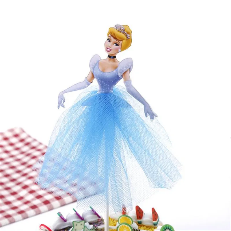 Disney Cake Topper Decoration Happy Birthday Party Snow white Cake Decor Frozen Elsa Birthay Supplies Ariel Sofia Princess Cake