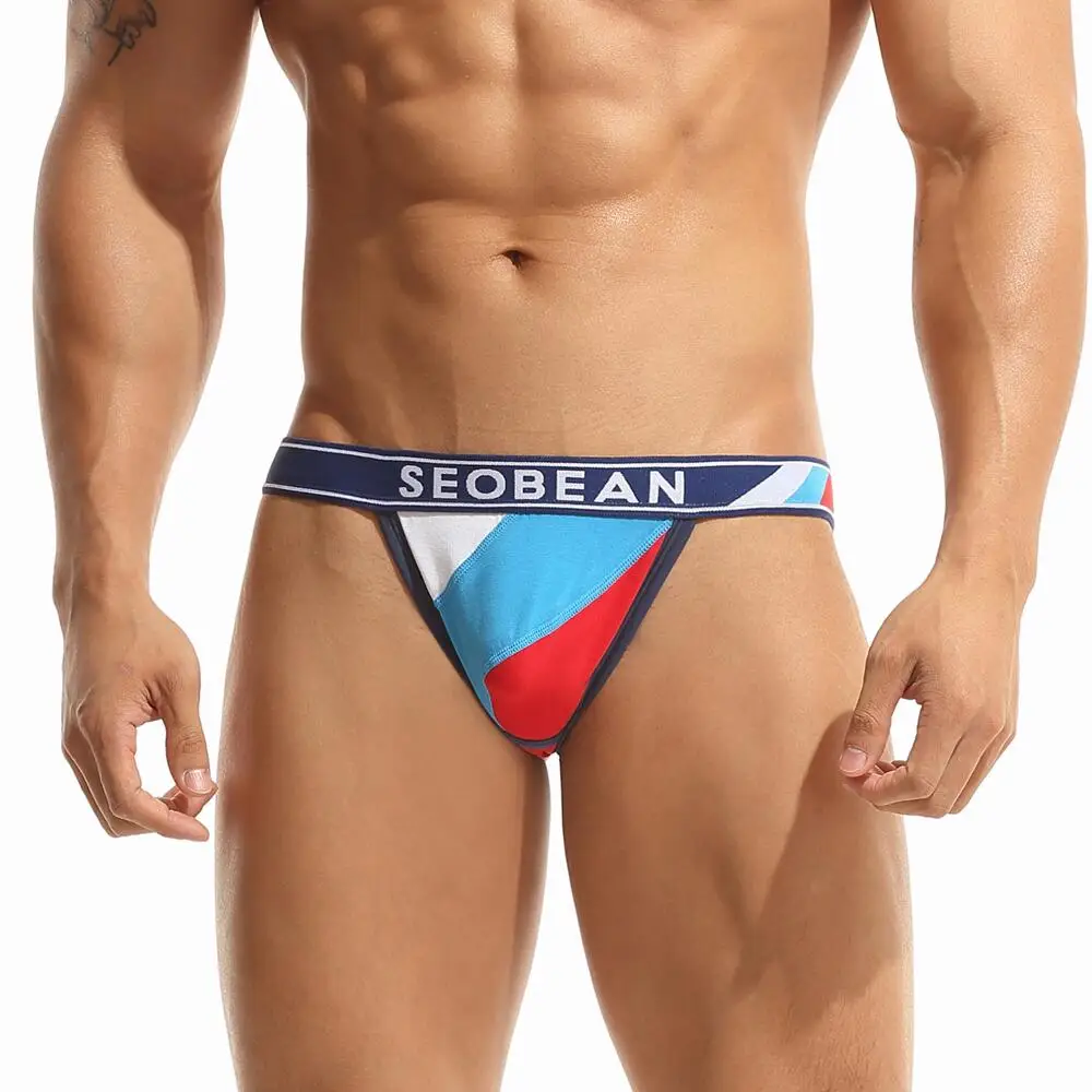 SEOBEAN Sexy Mens Underwear Thongs G string Panties Cotton Penis Pouch Briefs Jockstraps Men thongs Gay underwear