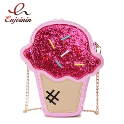 Ice Cream Shape Novelty Crossbody Bag for Women Purses and Handbags Girl's Cartoon Shoulder Bag with Chain Strap Cute Clutch