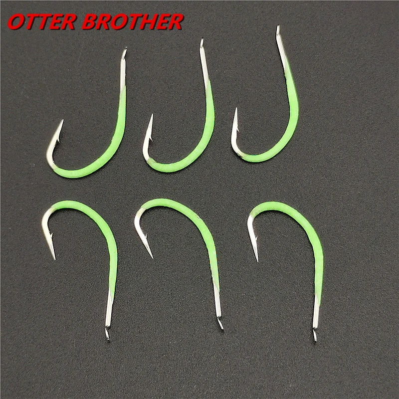 10Pcs/Lot Luminous High Carbon Steel Barbed Fishing Hook 9#-18# Stainless Annular Shape Noctilucent FishHook Pesca Accessories