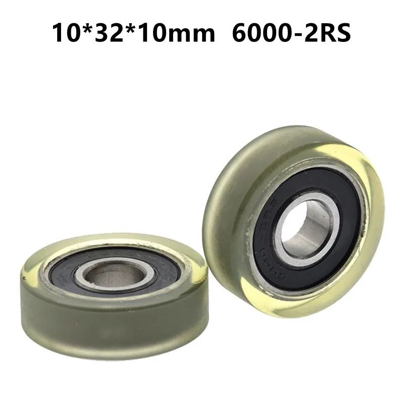 

10pcs/50pcs 10*32*10mm PU 6000-2RS Roller Bearing Friction Pulley Silent Guide Wheel Of Conveyor Belt Polyurethane 10x32x10mm