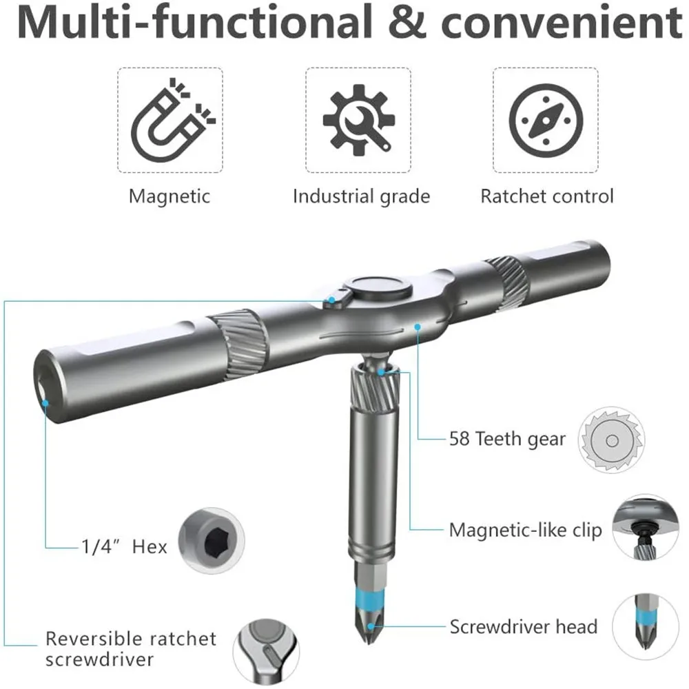 Set di cacciaviti di precisione con chiave a cricchetto multiuso 24 in 1, Kit di strumenti di riparazione magnetica salvaspazio, Laptop, PC, mobili,