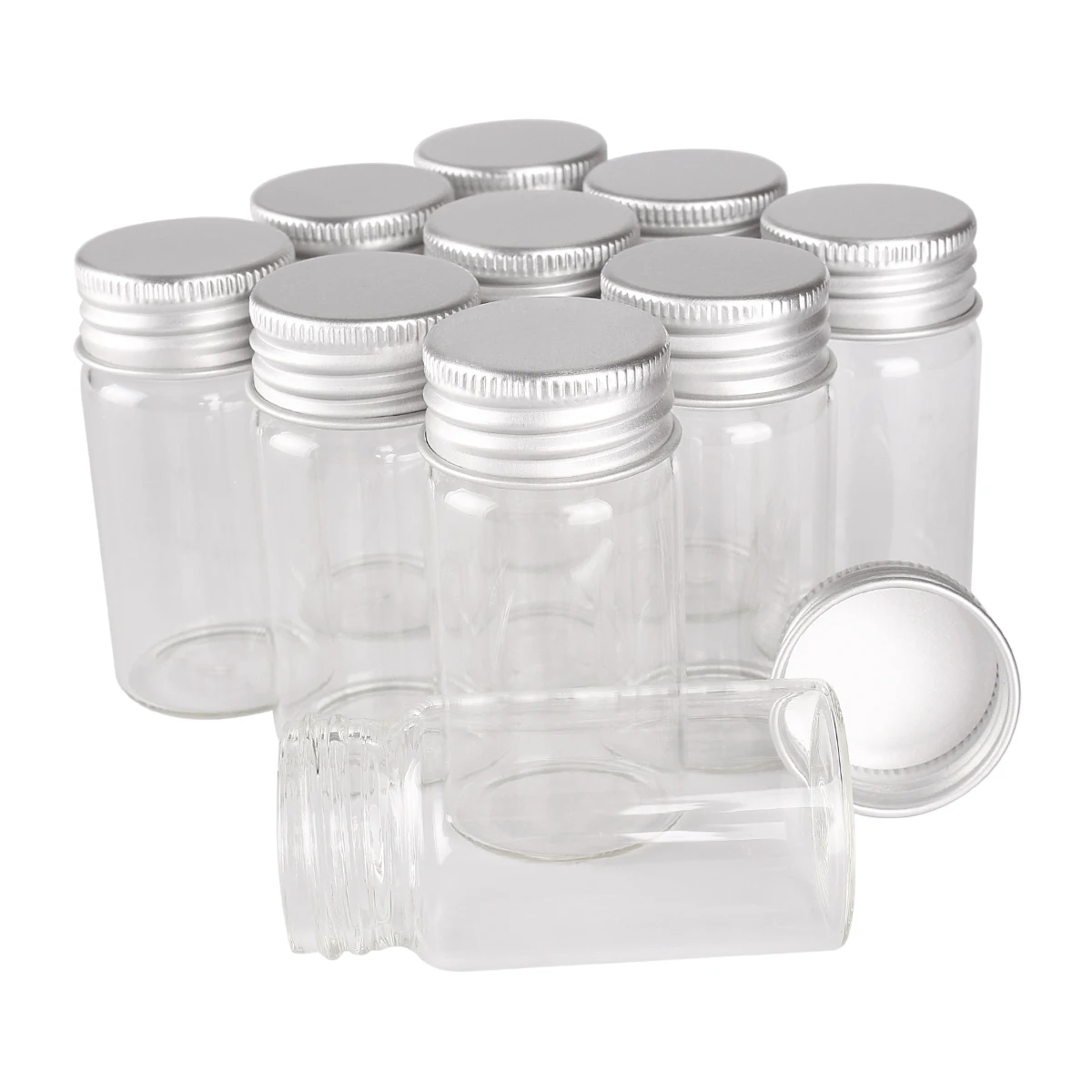 

24pcs 25ml Size 30*60mm Transparent Glass Perfume Spice Bottles Tiny Jars Vials With Silver Screw Cap DIY Craft