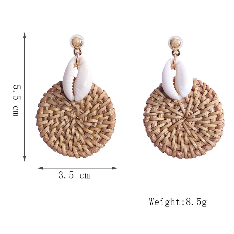 YAOLOGE Korean Style Fashion Handmade Natural Shell Rattan Drop Earrings For Women 2019 Boho Geometric Hanging Earring Party