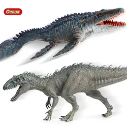 Oenux Original Savage Jurassic Indominus Rex Mosasaurus Action Figures Tyrannosaurus Dinossauro World Animals Model Kid Toy