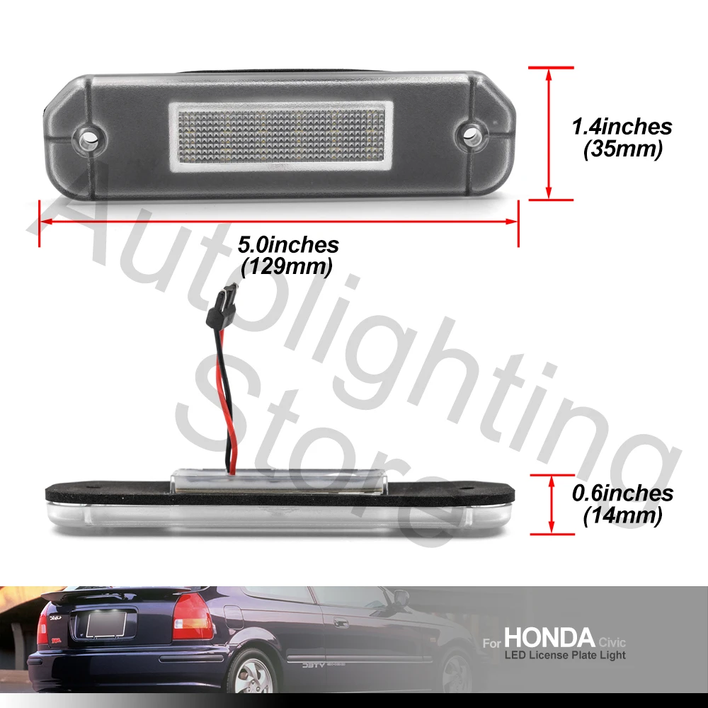 2X For Honda Civic EJ EK 96-98 CR-X Del Sol 93-97 6th Gen LED License Number Plate Light Lamp Canbus Error Free OEM#34100S04A01