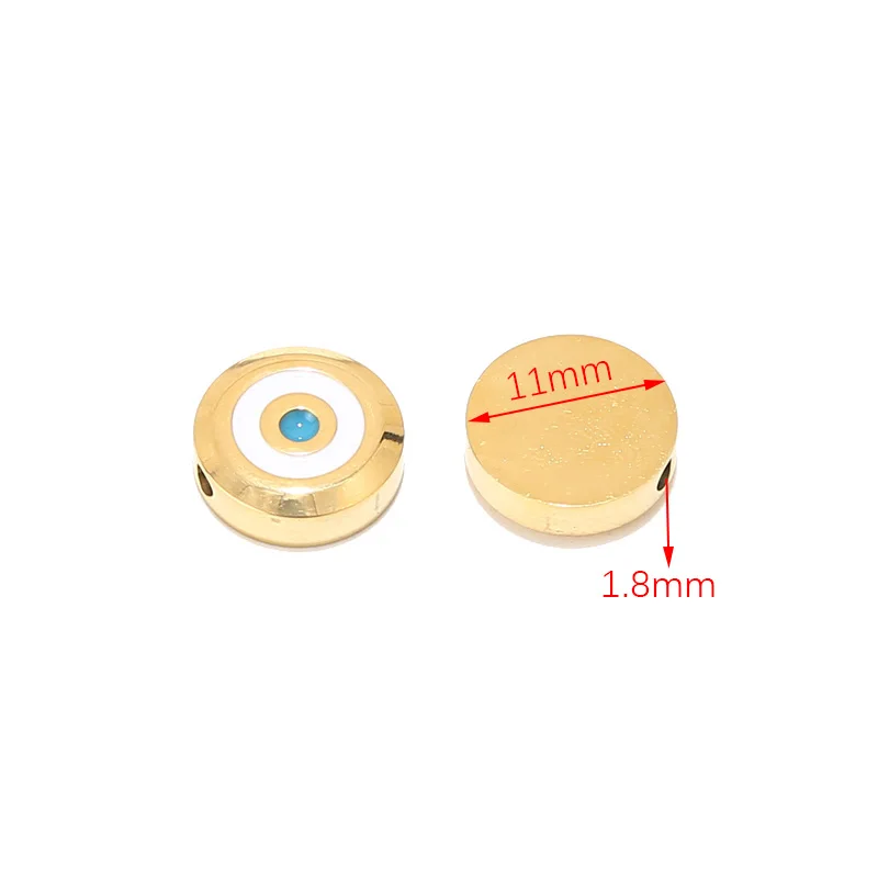 5PCS Stainless Steel Enamel Big Hole Round Beads Charm Pendants for DIY Women Necklace Bracelet 11mm