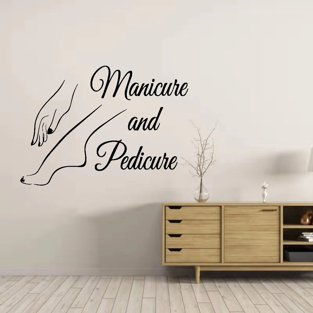 New Vinyl Nail Wall Sticker Decal Pedicure Nail Salon Manicure Art Murals Nail Salon Decoration