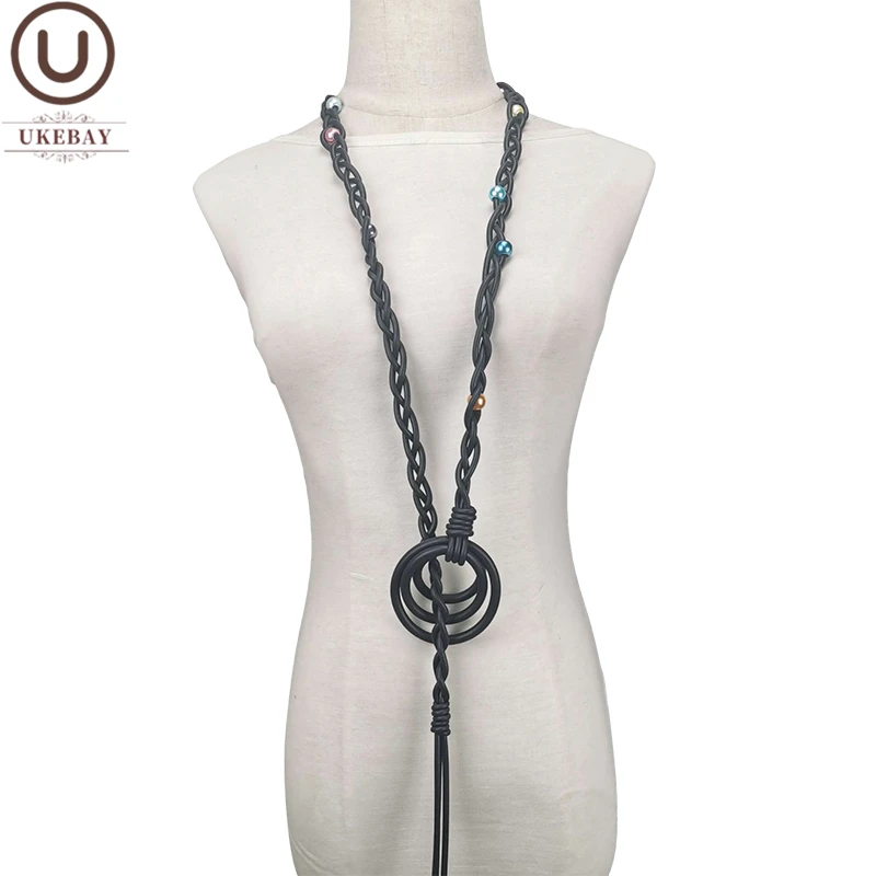 

UKEBAY New Handmade Long Necklace Women Pendant Necklaces Rubber Jewelry Pearl Accessories Luxury Gothic Jewellery Gift Necklace