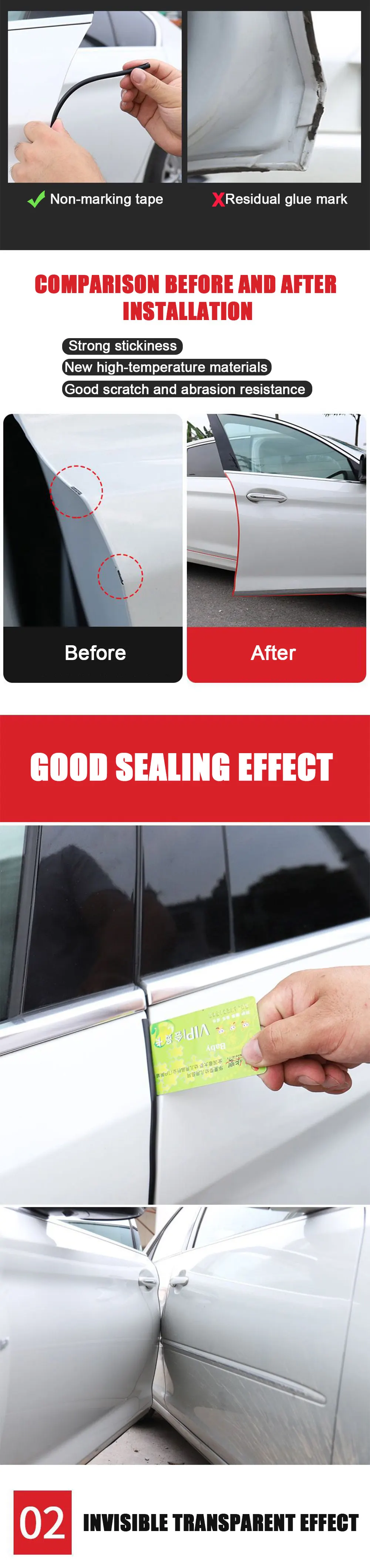 2/5/10M Car Door Protector U Type Universal Car Door Edge Guards Strip Rubber Moulding Sealing Scratch Protector Strip for Auto
