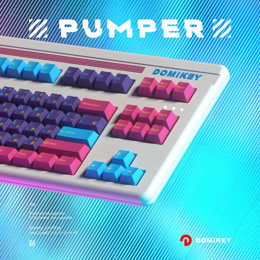 Imagem -03 - Domikey Pumper Cyber Punk Tudo em um Perfil de Cereja Abs Doubleshot Keycap para mx Teclado Poker 87 104 Xd64 Xd68 Bm60 Bm65 Bm68