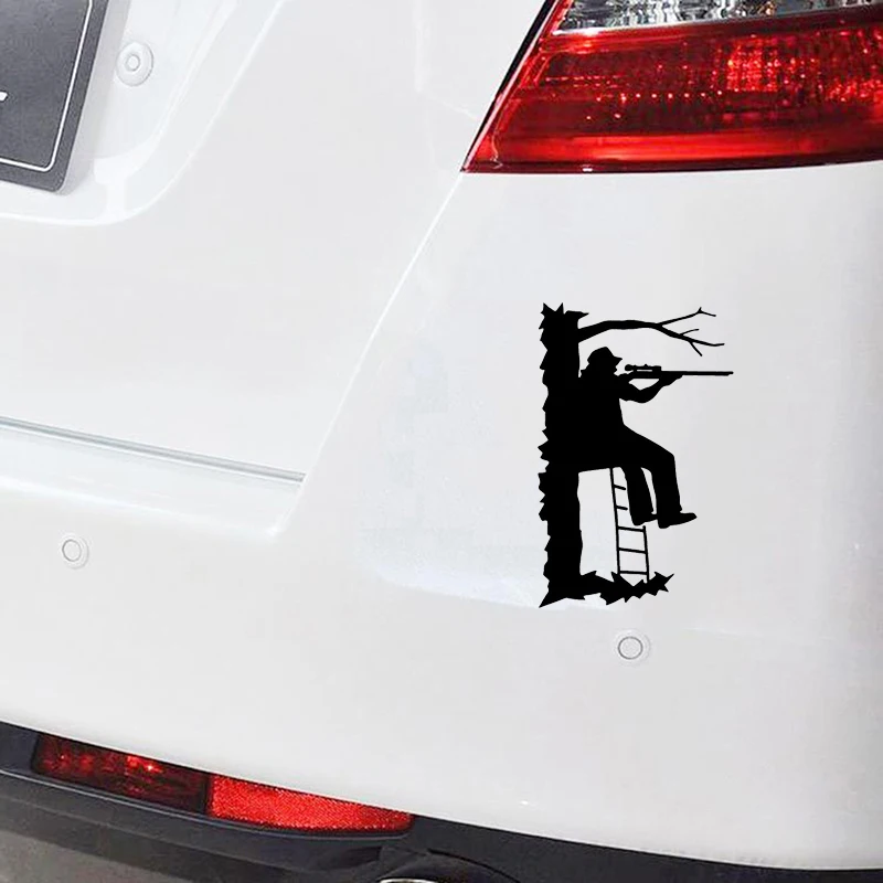 17 * 12CM Funny and Brave Hunter Sitting on a Tree Stand Shooting Personalized Window Bumper Vinyl Stickers