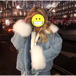 Autumn Winter Women Jacket Coat Warm Faux Fur Short Jean Jackets Ladies Fashion  3xl Denim Outwear Thicken Clothes