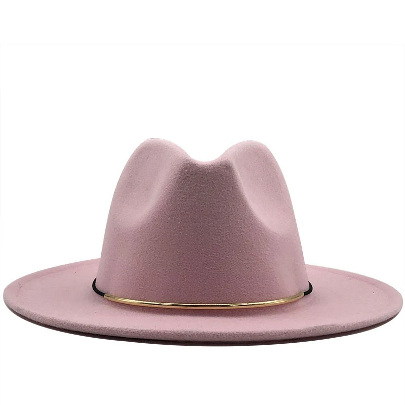 Simple Wool Women Outback Fedora Hat For Winter Autumn ElegantLady Floppy Cloche Wide Brim Jazz Caps Size 56-60CM