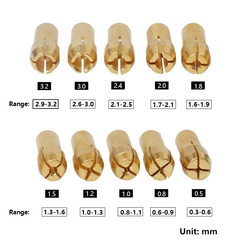 Pinkman 1pc Mini Drill Brass Collet Chuck for Power Tool Rotary Tool 0.5-3.2mm Brass for dremel Drilling Machine accessories