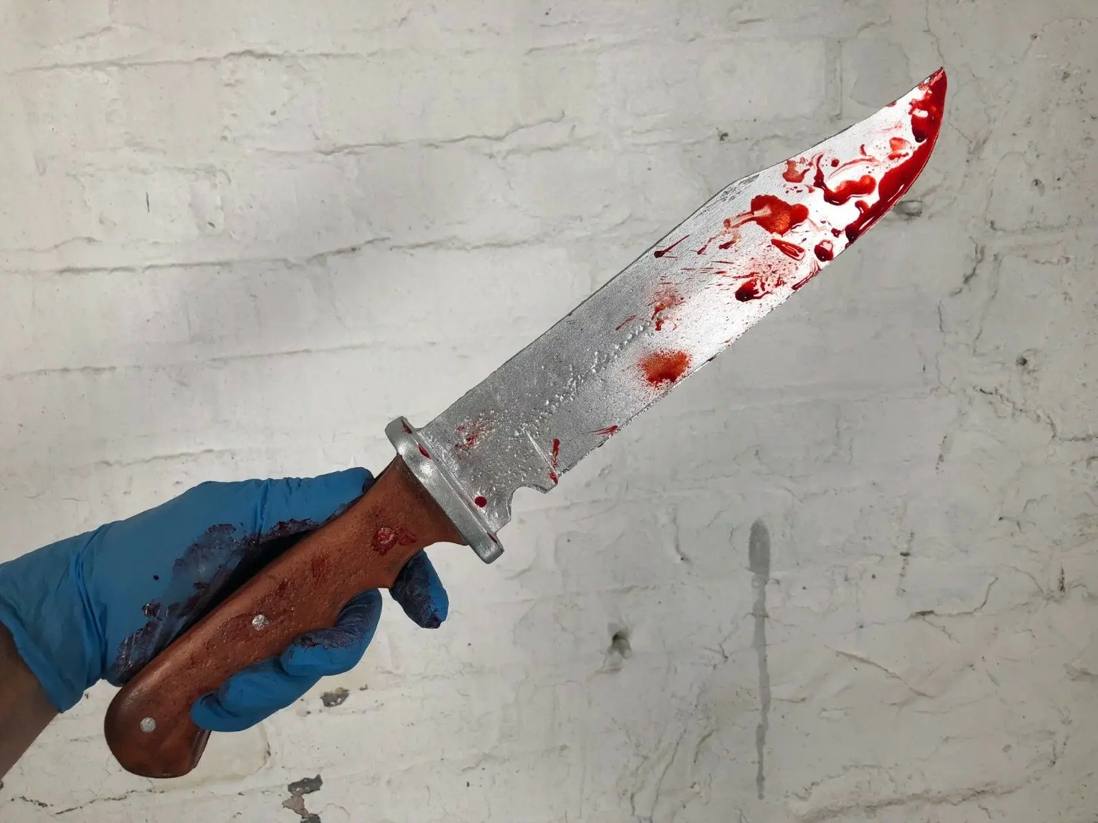 REALISTIC PU BLOODY BOWIE HUNTING KNIFE HANDHELD HORROR MOVIE PROP HALLOWEEN