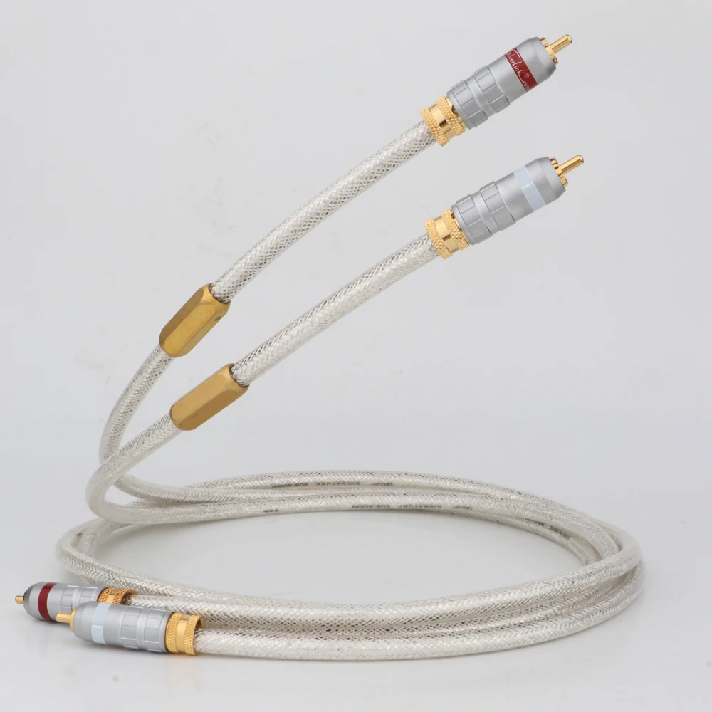 Pair OCC Silver-Plated Interconnect Cable Signal wire With Gold plated RCA Plug Connector Audio Line Same as QED Signature