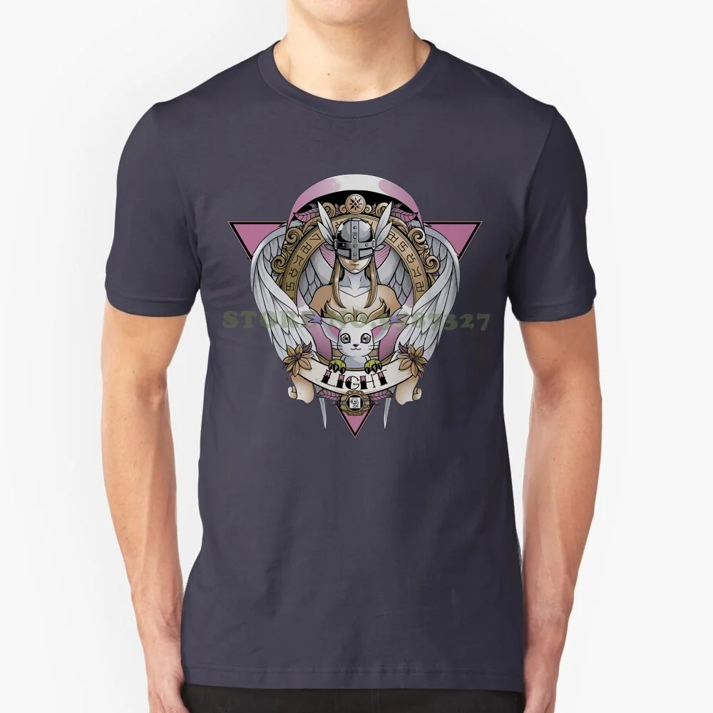 Light Gatomon Angewomon Digimon Men's T Shirt Cartoon Print Short Sleeve T Shirt Free Shipping