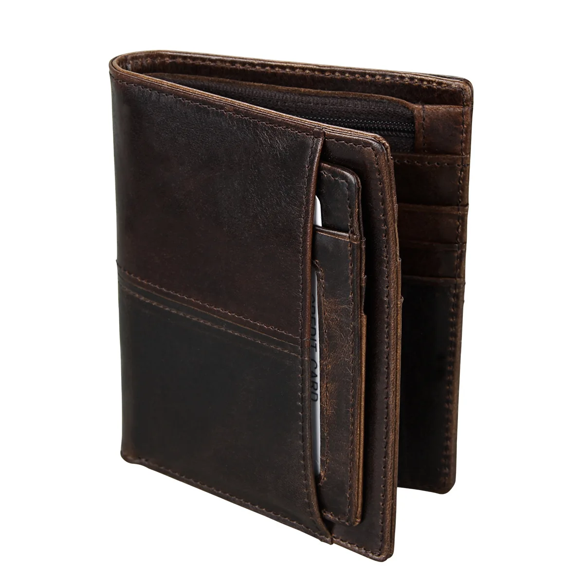 Genuine Leather Men Wallets High Quality Zipper Short Desigh Card Holder Male Purse Vintage Coin Holder Men Wallets