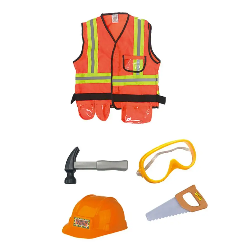 Children's Engineering Costume Kids Construction Worker Cosplay Costume Professional Experience Clothing Uniform Set