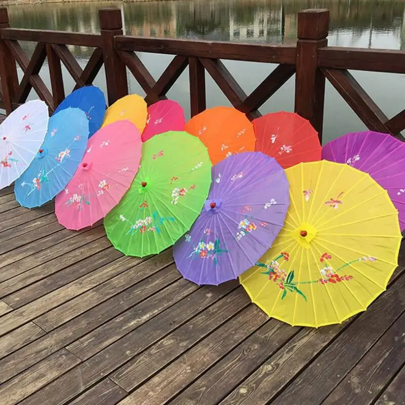 Chinese Oriental Parasol handmade fabric Umbrella For Wedding Party Photography Decoration Umbrella Props LX8183